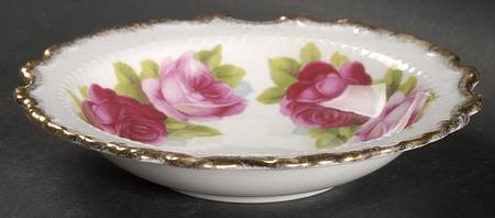 Old English Rose (Brushed Gold Trim) 5" Round Sweet Meat