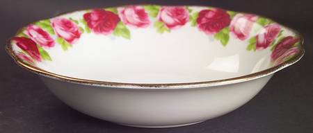 Old English Rose (Brushed Gold Trim) 9" Round Vegetable Bowl