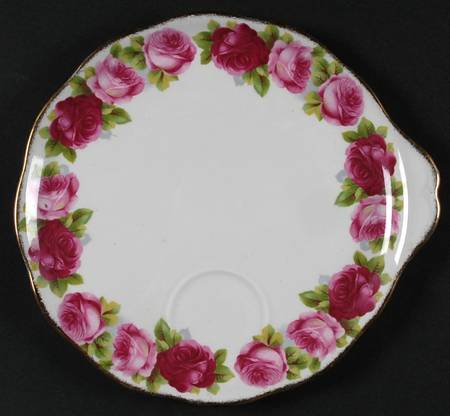 Old English Rose (Brushed Gold Trim) Snack Plate