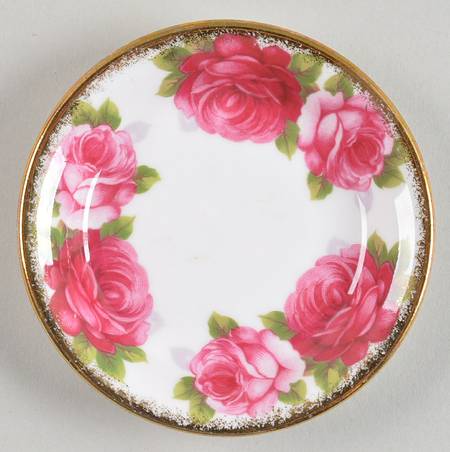 Old English Rose (Brushed Gold Trim) Butter Pat