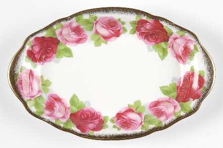 Old English Rose (Brushed Gold Trim) Tray for Mini Creamer & Open Sugar