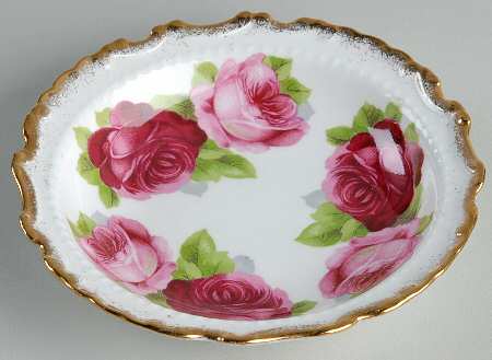 Old English Rose (Brushed Gold Trim) Round Sweet Meat Dish