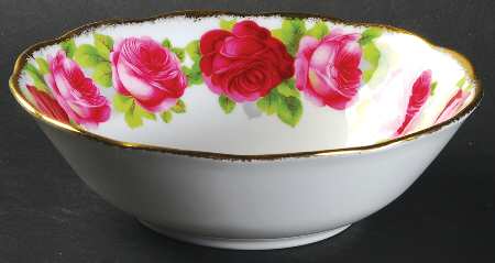 Old English Rose (Brushed Gold Trim) Coupe Cereal Bowl