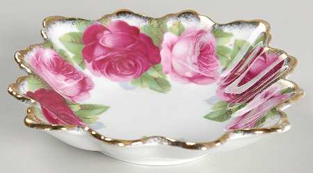 Old English Rose (Brushed Gold Trim) Nut Dish