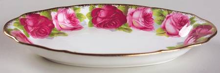 Old English Rose (Brushed Gold Trim) Tray for Mini Creamer & Open Sugar