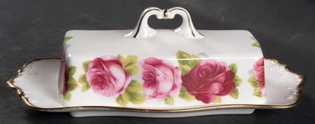 Old English Rose (Brushed Gold Trim) 1/4 Lb Covered Butter