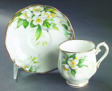 Orange Blossom (Gold Trim) Footed Demitasse Cup & Saucer Set