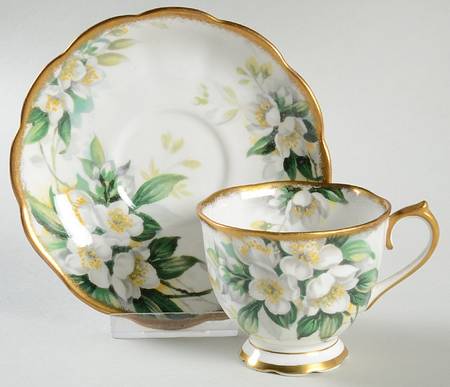 Orange Blossom (Gold Trim) Footed Cup & Saucer Set