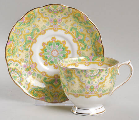 Paisley Shawl Footed Cup & Saucer Set