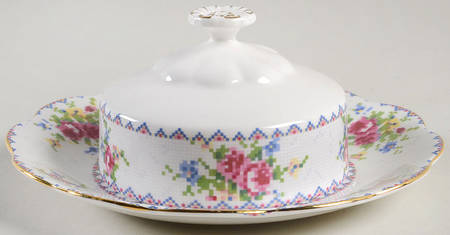 Petit Point Round Covered Butter