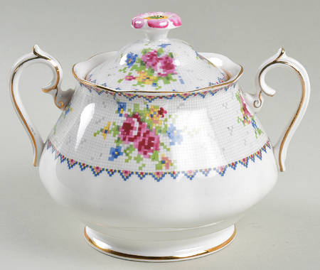 Petit Point Sugar Bowl & Lid