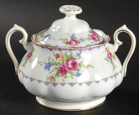 Petit Point Sugar Bowl & Lid