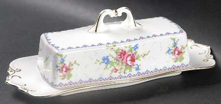 Petit Point 1/4 Lb Covered Butter by Royal Albert