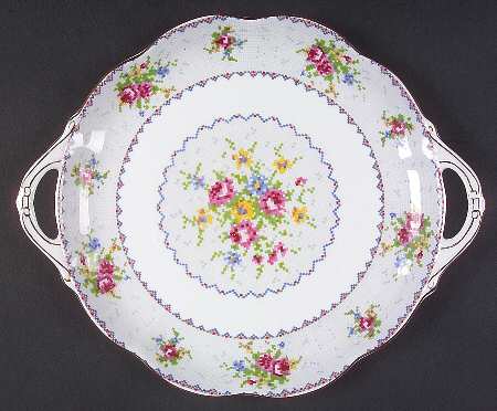 Petit Point Handled Cake Plate