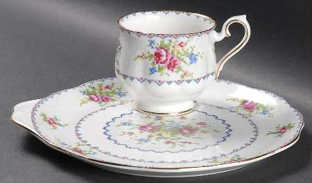 Petit Point Snack Plate & Cup Set