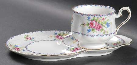 Petit Point Dessert Plate & Cup Set