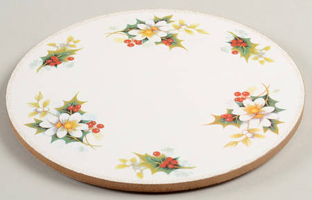 Poinsettia Round Cork Back Trivet