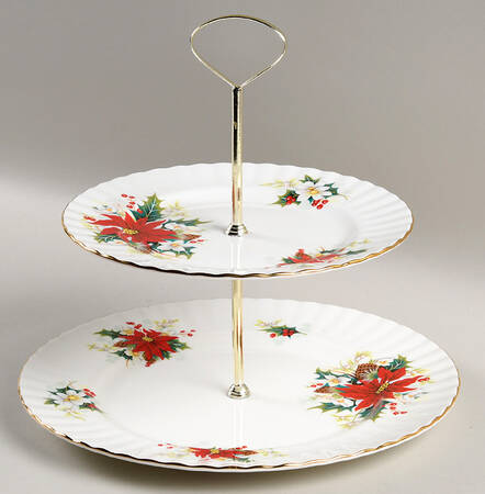 Poinsettia 2 Tiered Serving Tray (Dinner & Salad Plate)