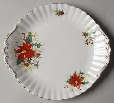 Poinsettia Handled Cake Plate