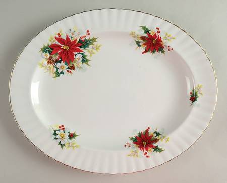 Poinsettia 12" Oval Serving Platter