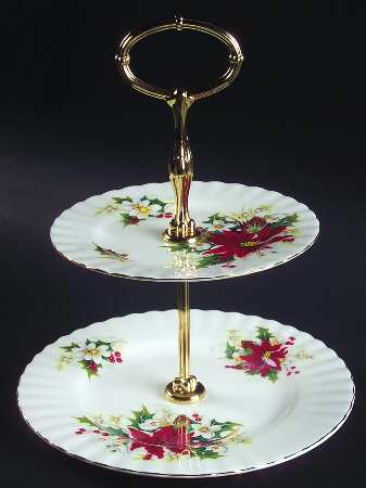 Poinsettia 2-Tiered Serving Tray (Salad & Bread/Butter Plate)