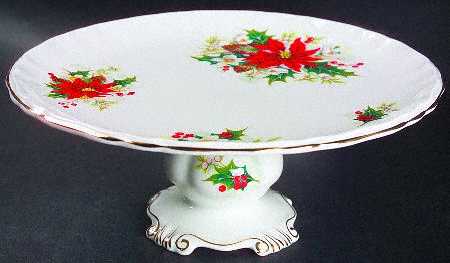 Poinsettia Footed Cake Plate
