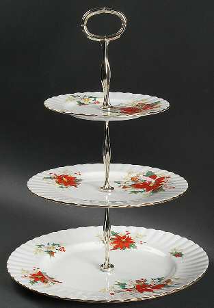 Poinsettia 3-Tiered Serving Tray (DP, SP, BB)