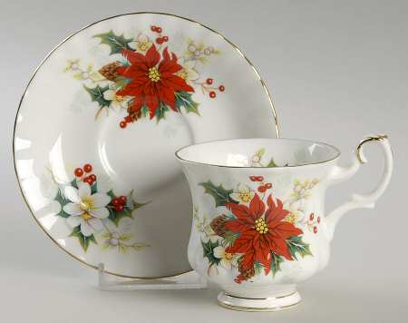 Poinsettia Footed Demitasse Cup & Saucer Set