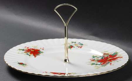 Poinsettia Round Serving Plate with Handle (DP)