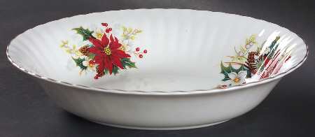 Poinsettia 9" Oval Vegetable Bowl