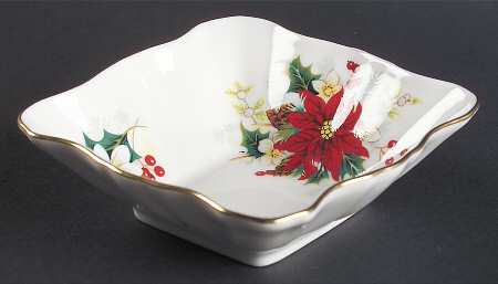 Poinsettia Small Square Sweet Meat Dish
