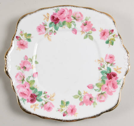Princess Anne (Brushed Gold Edge) Square Handled Cake Plate
