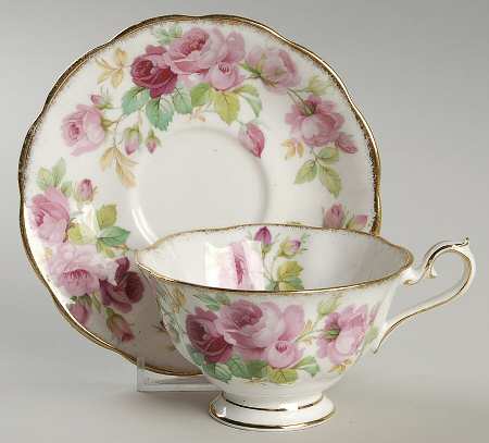 Princess Anne (Brushed Gold Edge) Footed Cup & Saucer Set