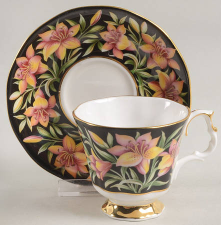Provincial Flowers Footed Demitasse Cup & Saucer Set