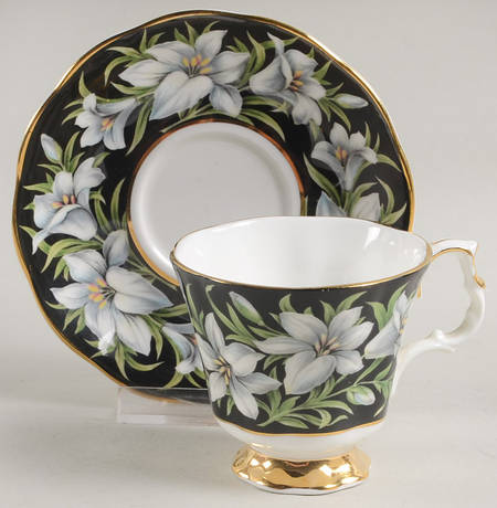 Provincial Flowers Footed Demitasse Cup & Saucer Set