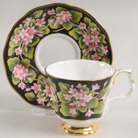Provincial Flowers Footed Demitasse Cup & Saucer Set