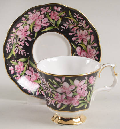 Provincial Flowers Footed Demitasse Cup & Saucer Set