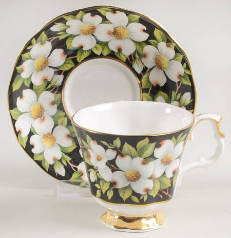 Provincial Flowers Footed Demitasse Cup & Saucer Set