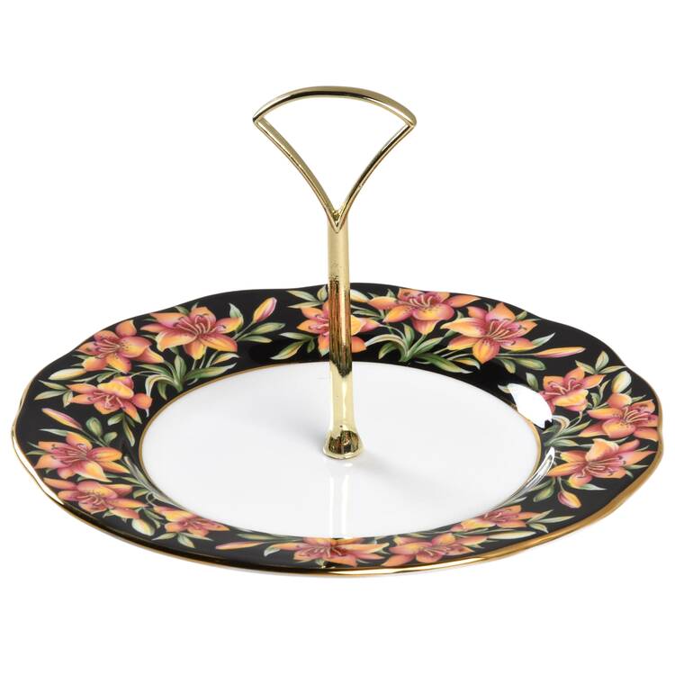 Provincial Flowers Round Serving Plate with Handle (SP)