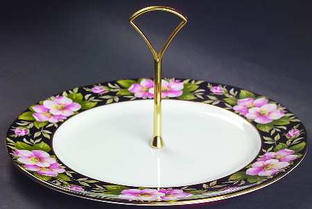 Provincial Flowers Round Serving Plate with Handle (DP)