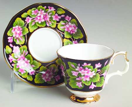 Provincial Flowers Footed Demitasse Cup & Saucer Set