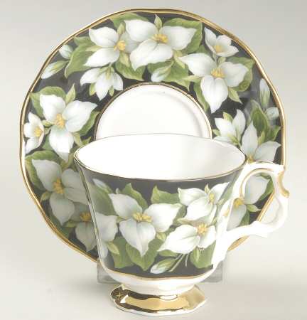 Provincial Flowers Footed Demitasse Cup & Saucer Set