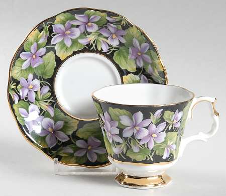 Provincial Flowers Footed Demitasse Cup & Saucer Set