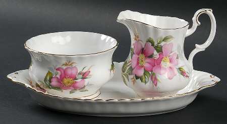 Prairie Rose Mini Creamer & Open Sugar with Tray