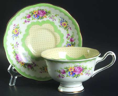 Prudence Green Footed Cup & Saucer Set