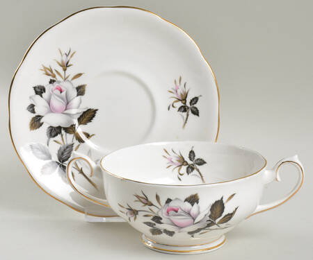 Queen's Messenger Footed Cream Soup Bowl & Saucer Set