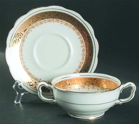 Regency Footed Cream Soup Bowl & Saucer Set