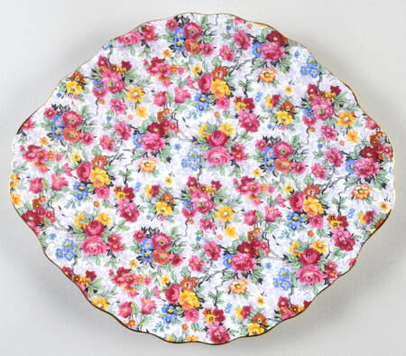 Rose Chintz (Bone China Bkstamp) Handled Cake Plate