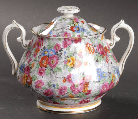 Rose Chintz (Bone China Bkstamp) Sugar Bowl & Lid