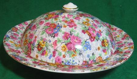 Rose Chintz (Bone China Bkstamp) Round Covered Butter